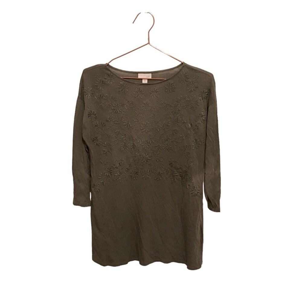 J. Jill Olive Embroidered Tunic Top - Size XS